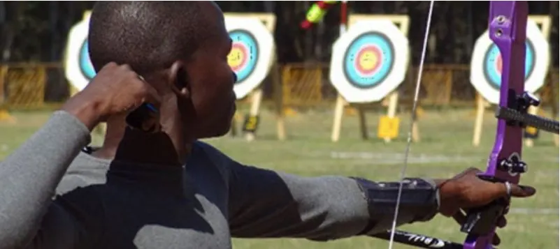 Young Nigerian archers with trophies after a competition