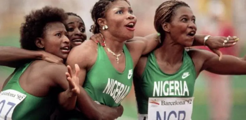 Nigerian women’s relay team celebrating