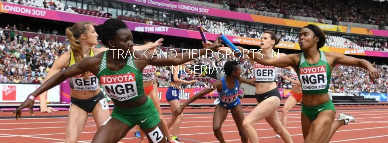 Nigerian relay athletes in green competing at a major championship