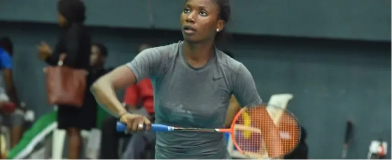 A Nigerian woman badminton player in training