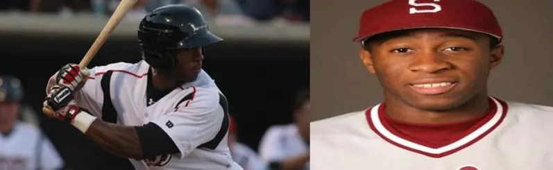 Wande Olabisi batting and in his Stanford cap