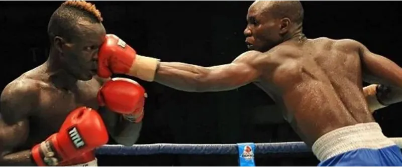A Nigerian boxer throwing a punch