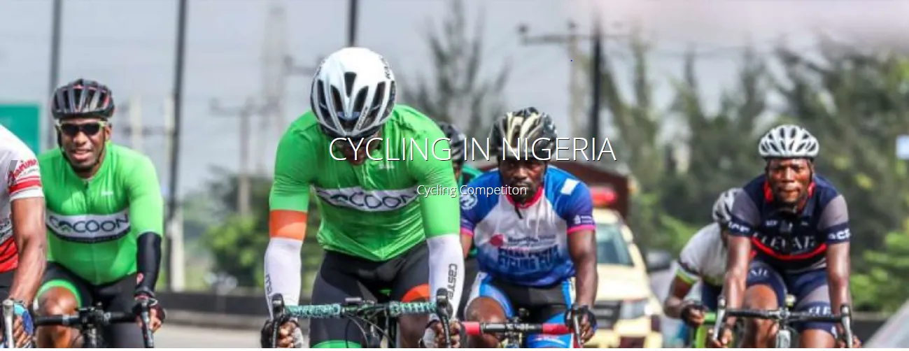Nigerian road cyclists racing in a bunch