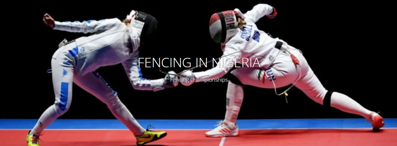 Two fencers lunging in a sabre bout