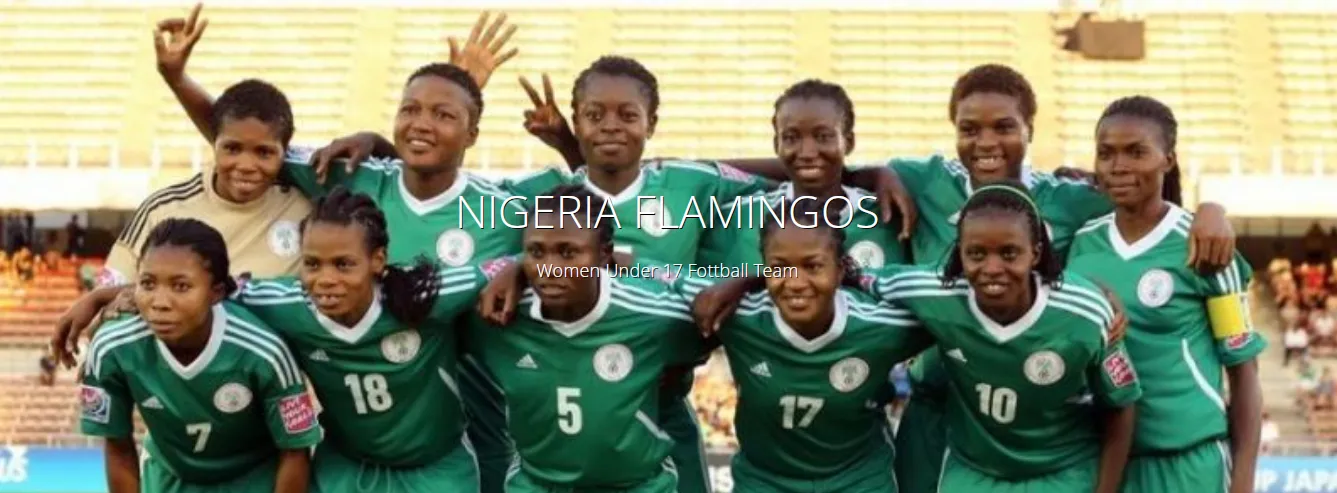 The Flamingos, Nigeria&rsquo;s women&rsquo;s under-17 team, posing before a match