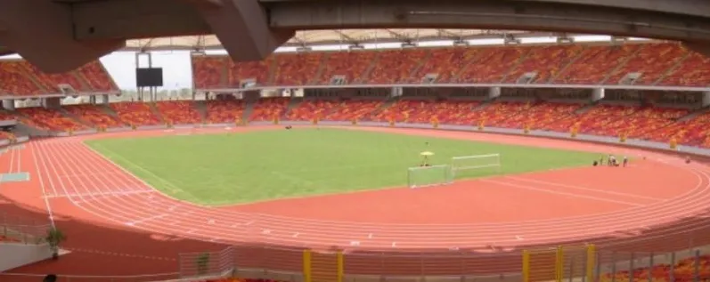 The pitch and running track of the Abuja stadium