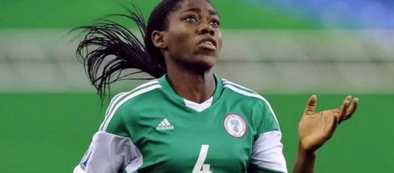 Asisat Oshoala in a Nigeria shirt