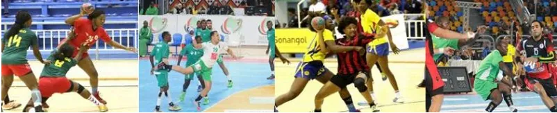 Handball players in action in African championship matches