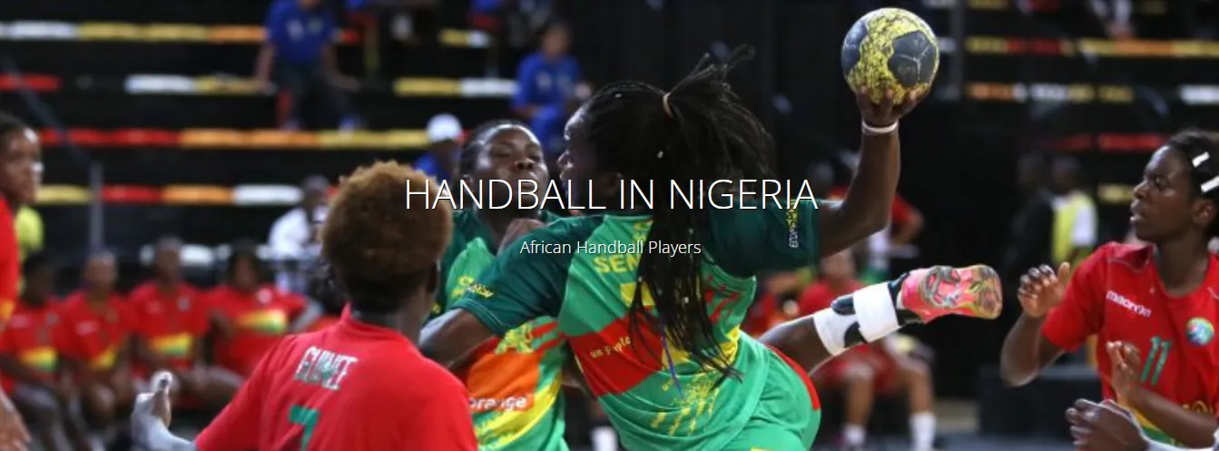 Women’s handball players contesting the ball in an African championship match