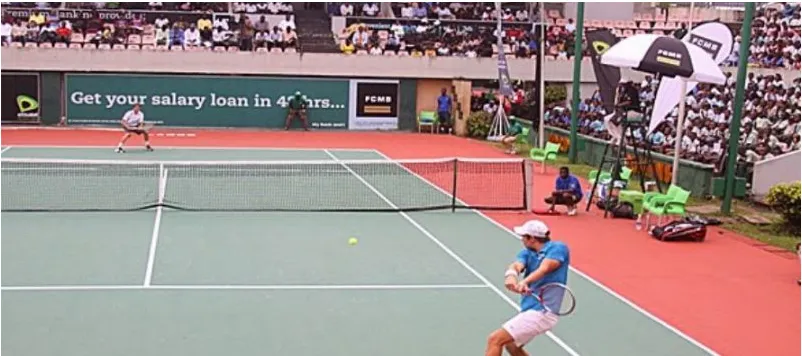 A packed stand watching a match at the Lagos Lawn Tennis Club