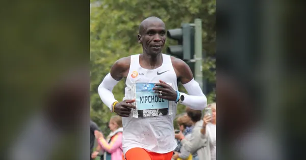 Eliud Kipchoge smiling during the Berlin Marathon