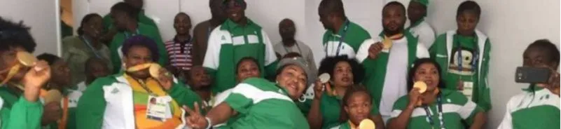 Nigerian para athletes celebrating together