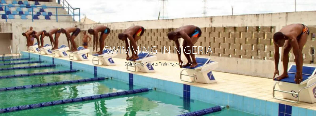 Nigerian swimmers on the blocks at a national championship