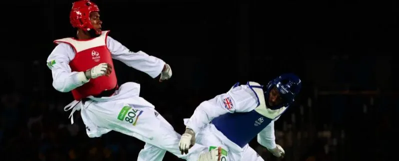 Olympic taekwondo fighters in action